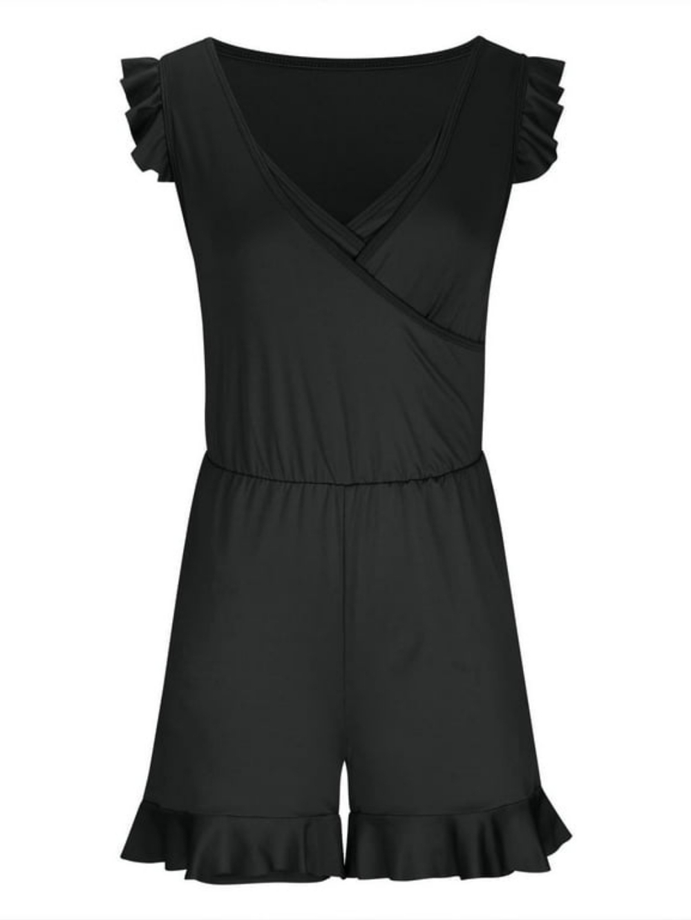 Black Romper Bathing Suit With Pockets